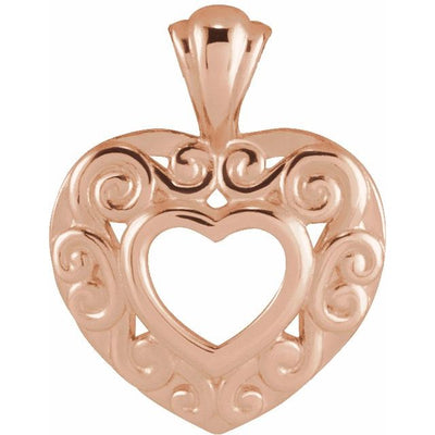 14K Gold Filigree Pierced Heart Pendant