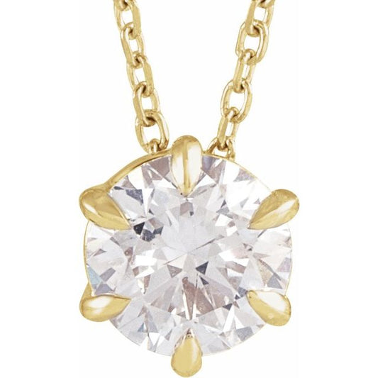 1 Ct Lab-Grown Diamond Solitaire Necklace Set in 14K Gold