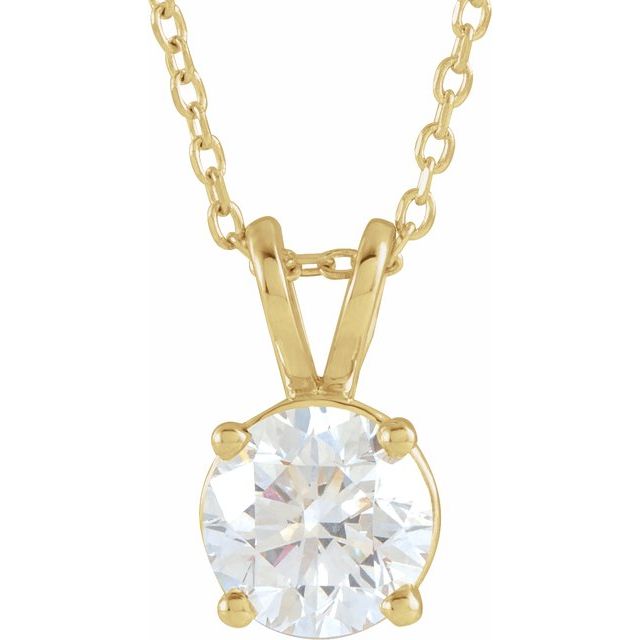 1 CT Lab-Grown Diamond Round Solitaire Necklace in 14K Gold