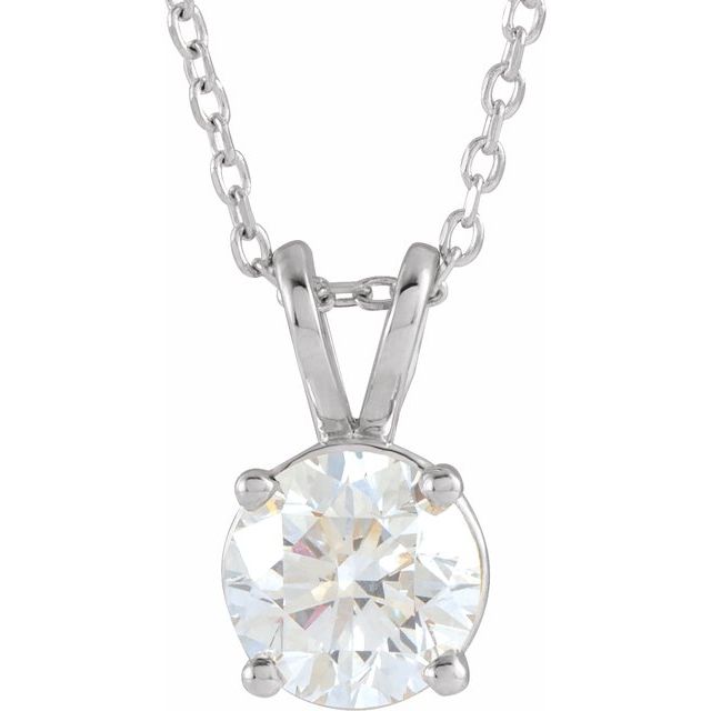 1 CT Lab-Grown Diamond Round Solitaire Necklace in 14K Gold