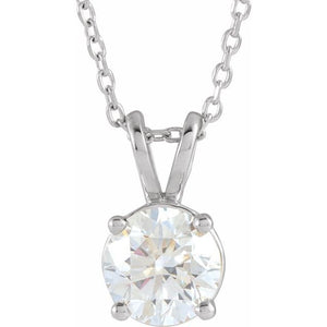 1 CT Lab-Grown Diamond Round Solitaire Necklace in 14K Gold