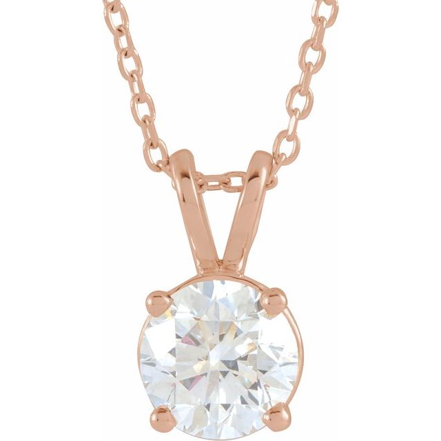 1 CT Lab-Grown Diamond Round Solitaire Necklace in 14K Gold