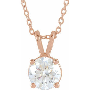 1 CT Lab-Grown Diamond Round Solitaire Necklace in 14K Gold