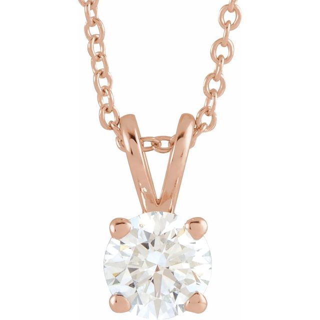 14K Gold Lab-Grown Diamond Solitaire Necklace - Options Available