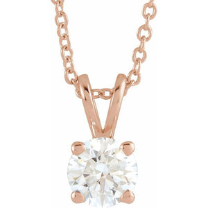14K Gold Lab-Grown Diamond Solitaire Necklace - Options Available