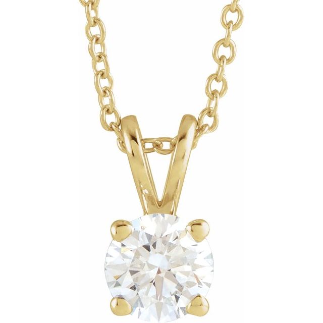 14K Gold Lab-Grown Diamond Solitaire Necklace - Options Available