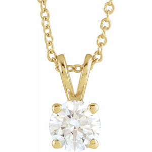 14K Gold Lab-Grown Diamond Solitaire Necklace - Options Available