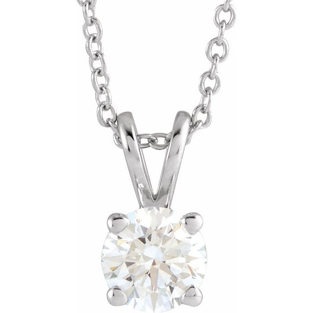 14K Gold Lab-Grown Diamond Solitaire Necklace - Options Available