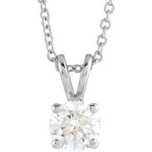 14K Gold Lab-Grown Diamond Solitaire Necklace - Options Available