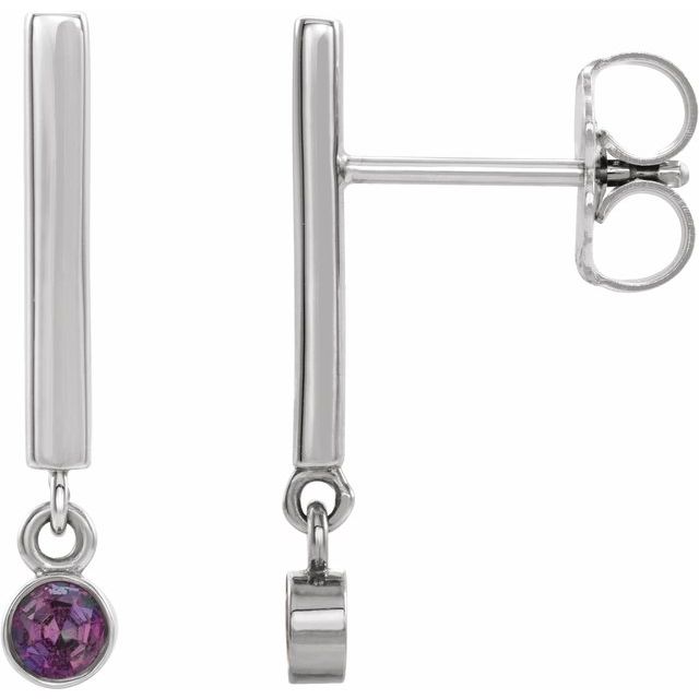 Natural Alexandrite Dangle Earrings in 14K Gold, Platinum & Silver