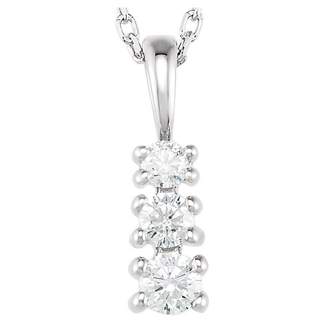 14K Gold Natural Diamond 3-Stone Necklace - Options Available