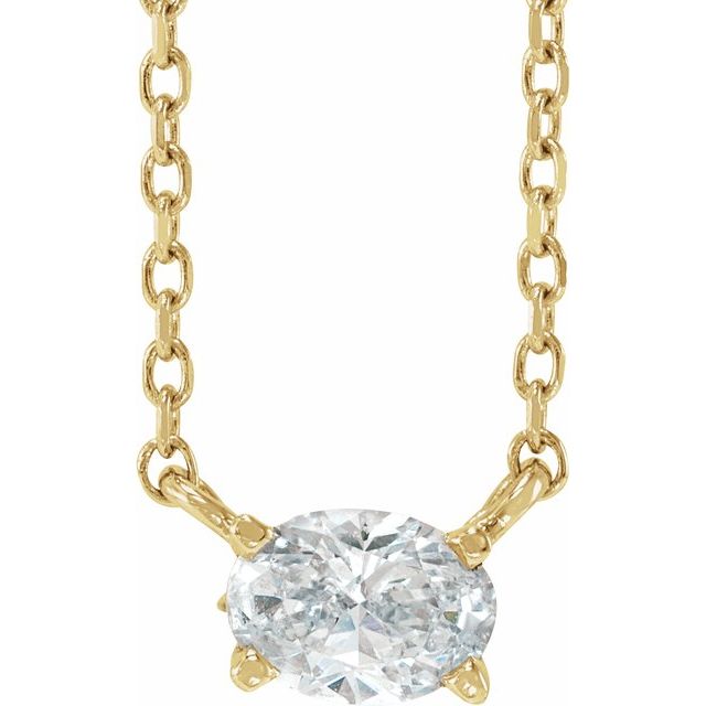 14K Gold Natural Diamond Solitaire Necklace - Options Available