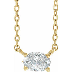 14K Gold Natural Diamond Solitaire Necklace - Options Available