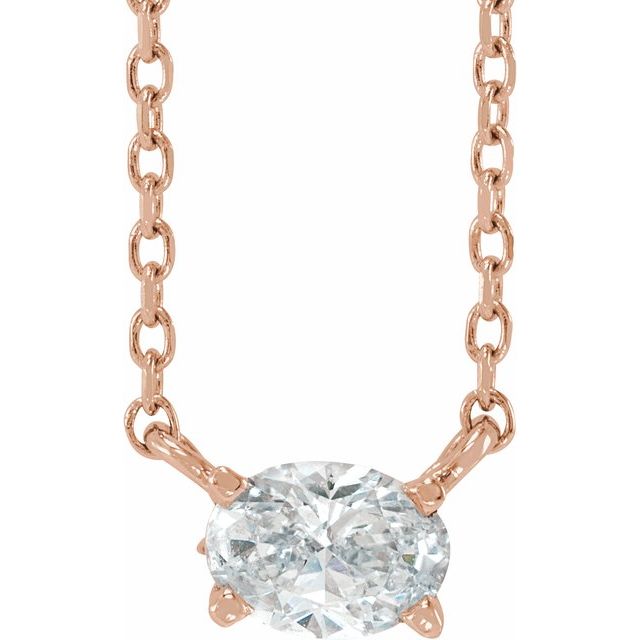 14K Gold Natural Diamond Solitaire Necklace - Options Available