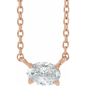 14K Gold Natural Diamond Solitaire Necklace - Options Available