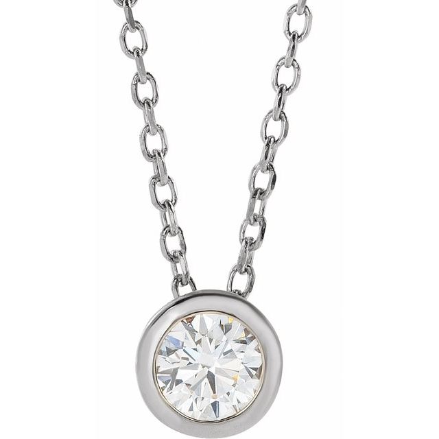 Platinum 1/10 CT Natural Diamond Bezel-Set 16-18" Necklace