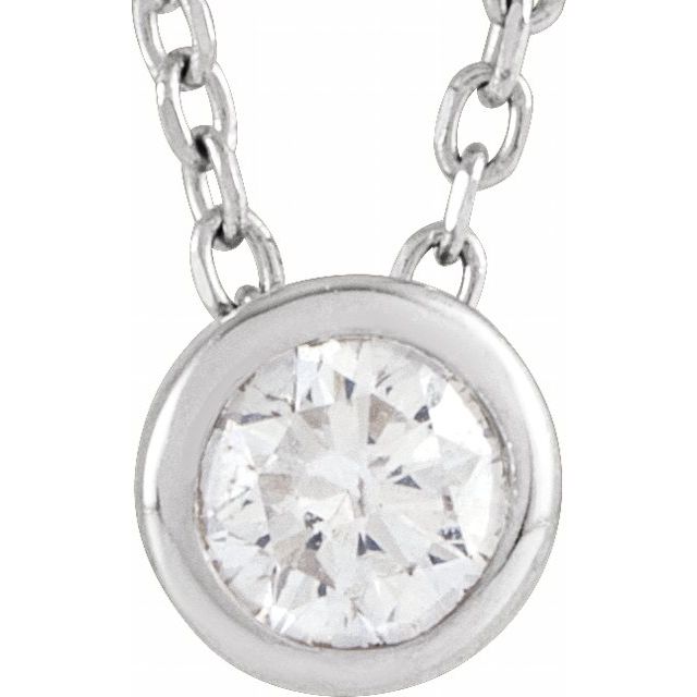 Platinum 1/10 CT Natural Diamond Bezel-Set 16-18" Necklace