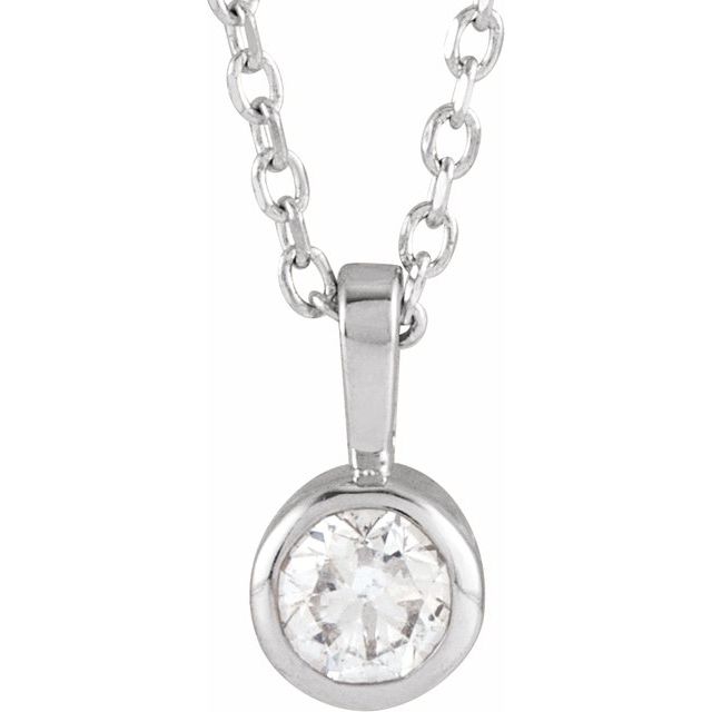 14K Gold Natural Diamond Solitaire Bezel-Set Pendant