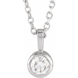 14K Gold Natural Diamond Solitaire Bezel-Set Pendant