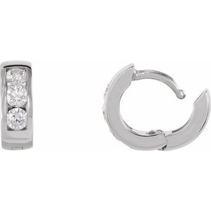 14K Gold Natural Diamond Hinged Hoop Earrings