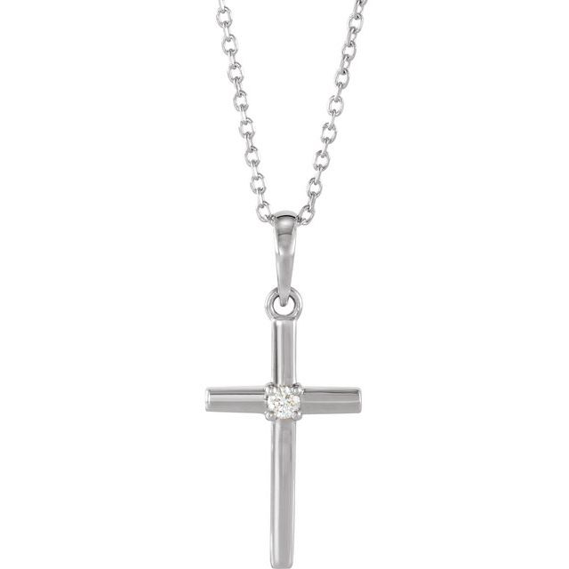 14K Yellow Gold 16-18" Natural Diamond Cross Necklace - Elegant Design