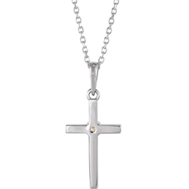 14K Yellow Gold 16-18" Natural Diamond Cross Necklace - Elegant Design