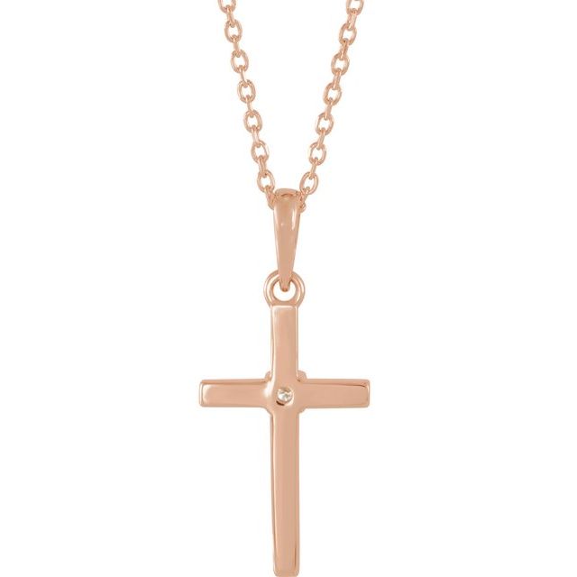 14K Yellow Gold 16-18" Natural Diamond Cross Necklace - Elegant Design