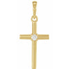 14K Yellow Gold .015 CT Natural Diamond Cross Necklace