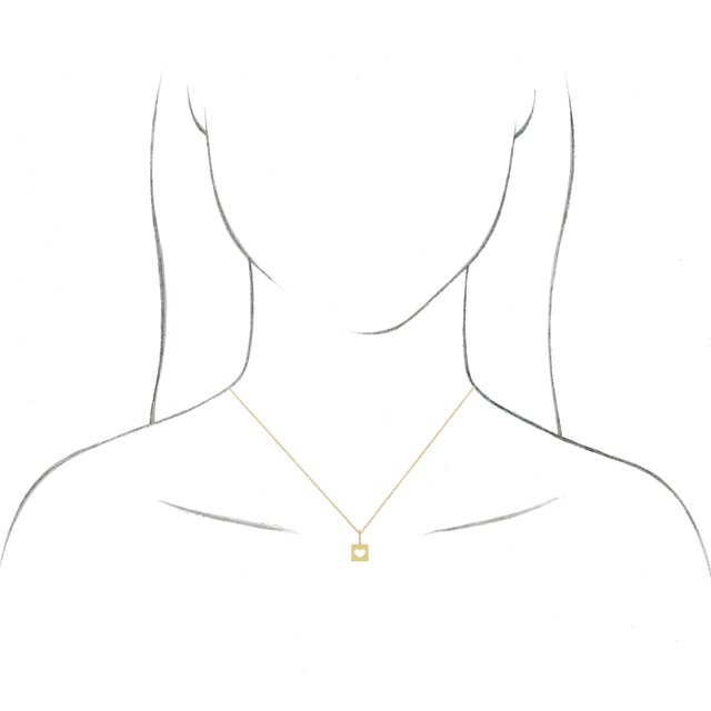 14K Gold Mini Heart Cutout Dog Tag Charm/Pendant