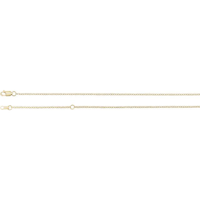 14K Yellow Gold Adjustable 1.3 mm Cable Chain, 16-18 Inch