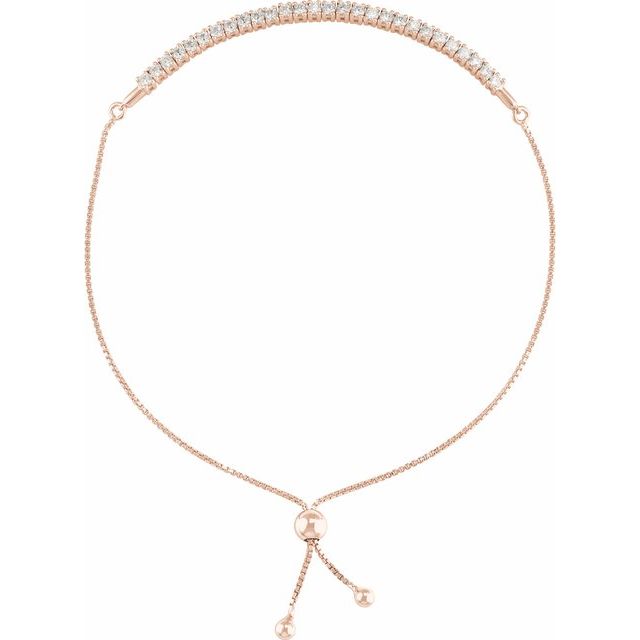 14K Gold Lab-Grown Diamond Bolo Bracelet - Options Available