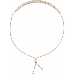 14K Gold Lab-Grown Diamond Bolo Bracelet - Options Available