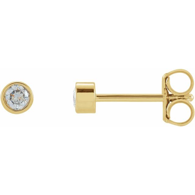 14K Gold Natural Diamond Micro Bezel-Set Earrings