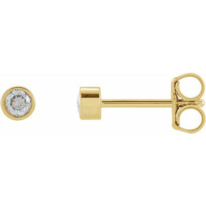 14K Gold Natural Diamond Micro Bezel-Set Earrings
