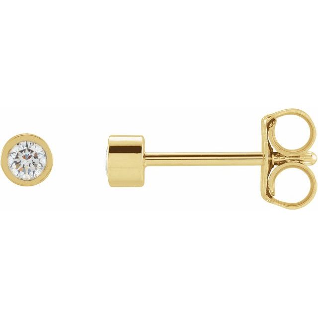 14K Gold Natural Diamond Micro Bezel-Set Earrings