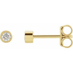 14K Gold Natural Diamond Micro Bezel-Set Earrings