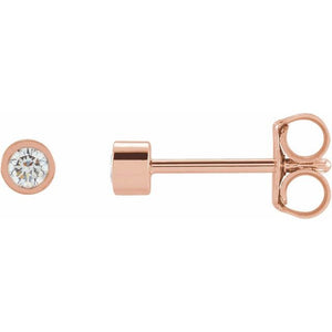 14K Gold Natural Diamond Micro Bezel-Set Earrings