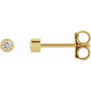 14K Gold Natural Diamond Micro Bezel-Set Earrings