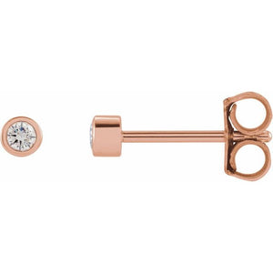 14K Gold Natural Diamond Micro Bezel-Set Earrings