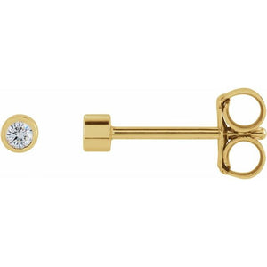 14K Gold Natural Diamond Micro Bezel-Set Earrings