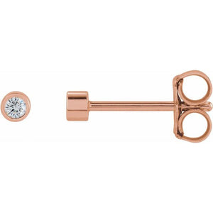 14K Gold Natural Diamond Micro Bezel-Set Earrings