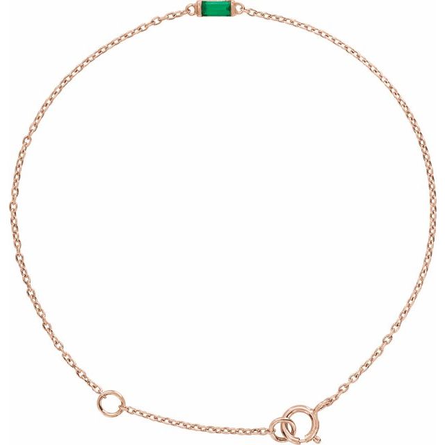 14K Gold Natural Ruby Baguette Bracelet