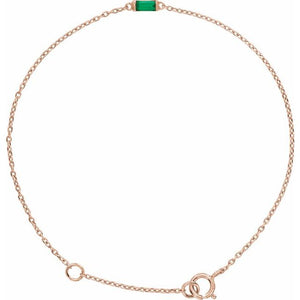 14K Gold Natural Ruby Baguette Bracelet