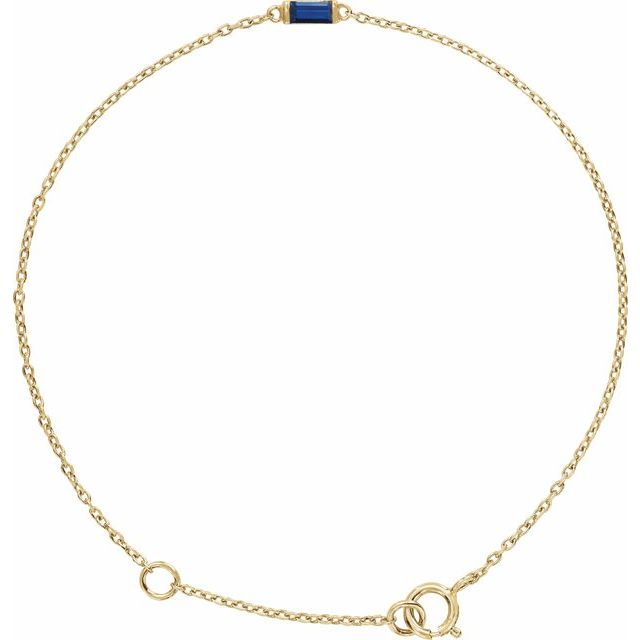 14K Gold Natural Ruby Baguette Bracelet