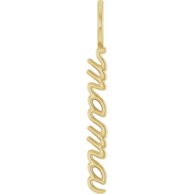 Vertical Mama Charm Pendant in 14K Gold & Platinum