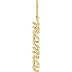 Vertical Mama Charm Pendant in 14K Gold & Platinum