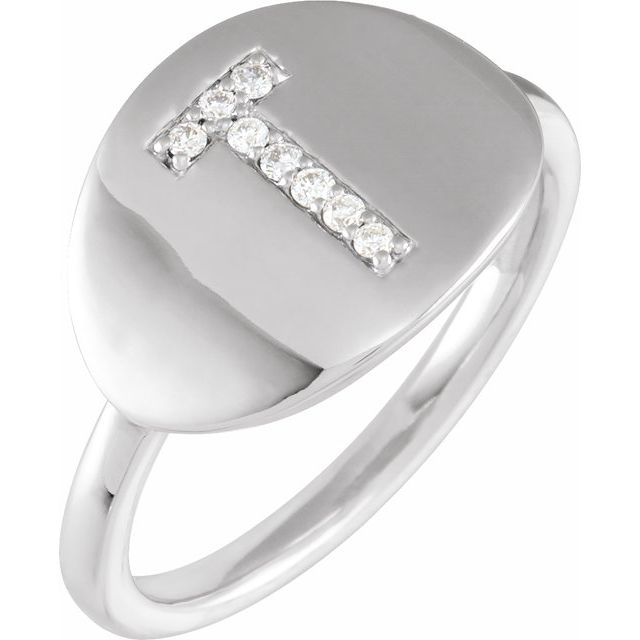 0.06 CTW Natural Diamond Round Initial Ring in 14K Gold