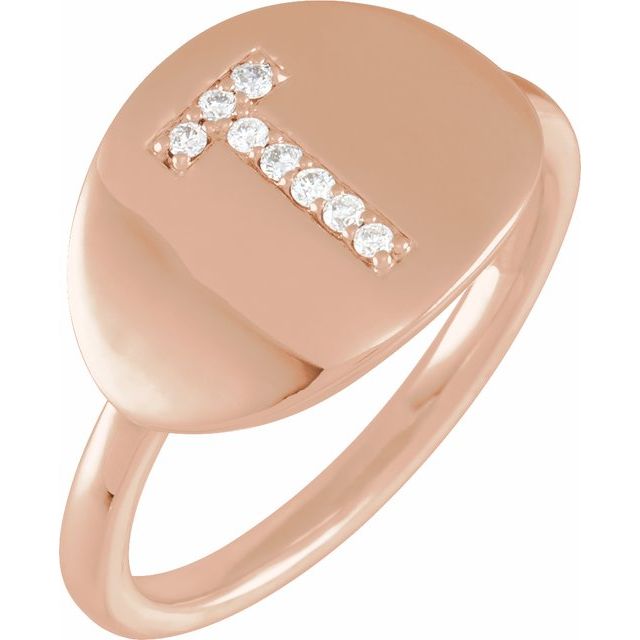 0.06 CTW Natural Diamond Round Initial Ring in 14K Gold