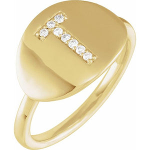 0.06 CTW Natural Diamond Round Initial Ring in 14K Gold
