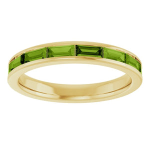 14K Gold Natural Peridot Stackable Ring - Options Available